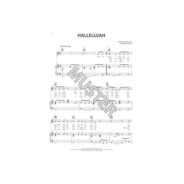 Hal Leonard Hallelujah Leonard Cohen Piano