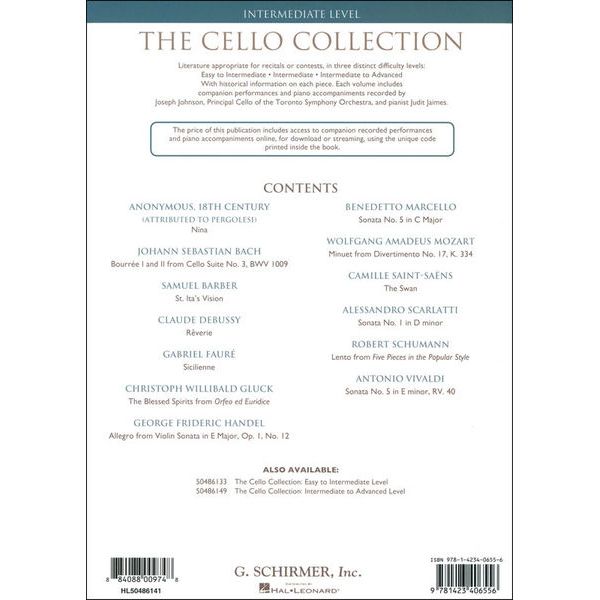 G. Schirmer Cello Collection Intermediate