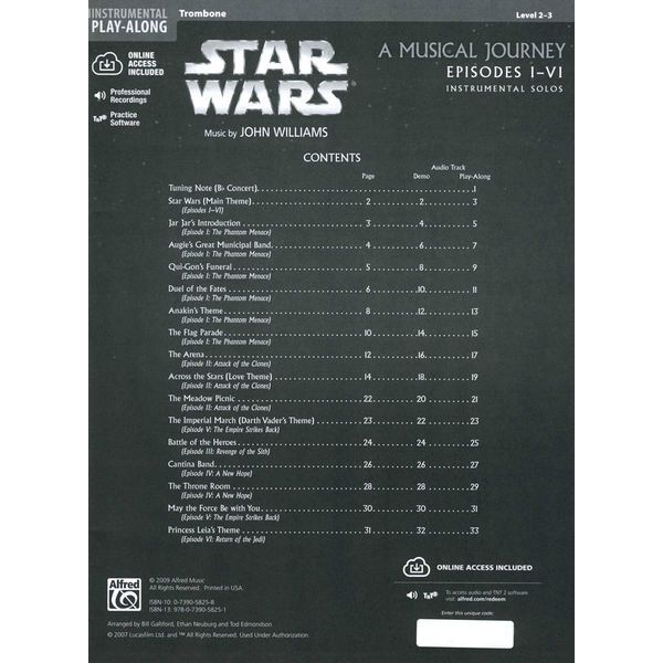 Alfred Music Publishing Star Wars Journey I-VI Trb.