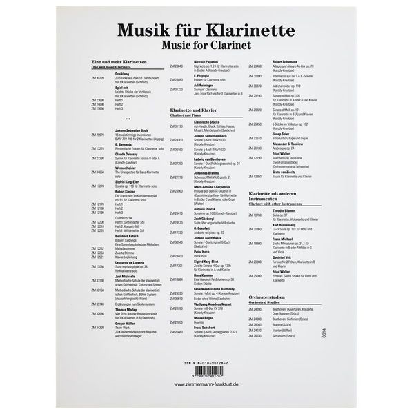 Zimmermann Verlag Grifftabelle Klarinette Boehm