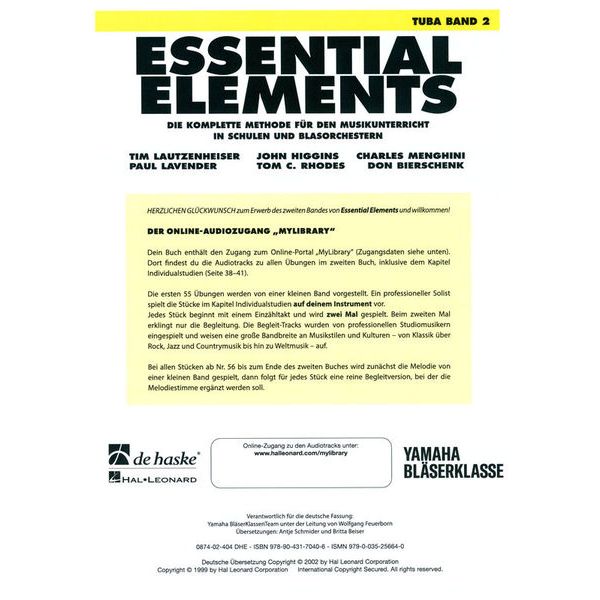 De Haske Essential Elements Tuba 2