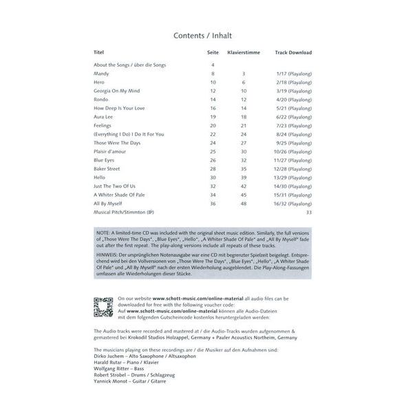 Schott Pop Ballads Alto Sax