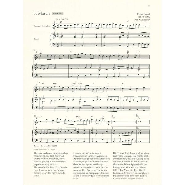 Schott Baroque Recorder Anthology 1