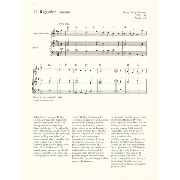 Schott Baroque Recorder Anthology 1