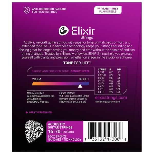 Elixir Nanoweb Baritone 8 String