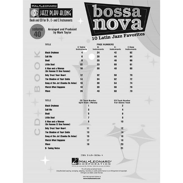 Hal Leonard Jazz Play-Along Bossa Nova