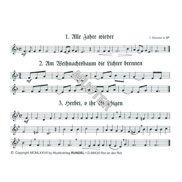 Musikverlag Rundel 27 Lieder Weihnacht 2 Bb