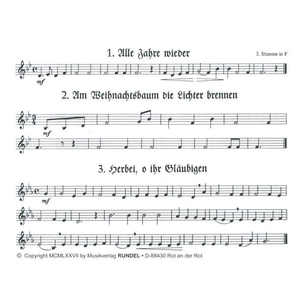 Musikverlag Rundel 27 Lieder Weihnacht 3 F