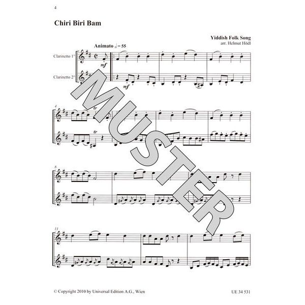Universal Edition Klezmer Clarinet Duets