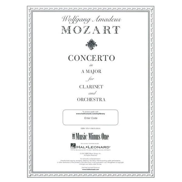 Music Minus One Mozart Clarinet Concerto KV622