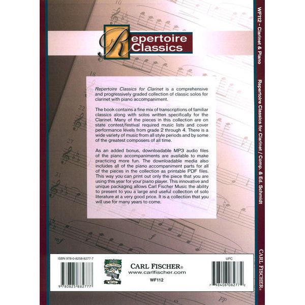 Carl Fischer Repertoire Classics Clarinet