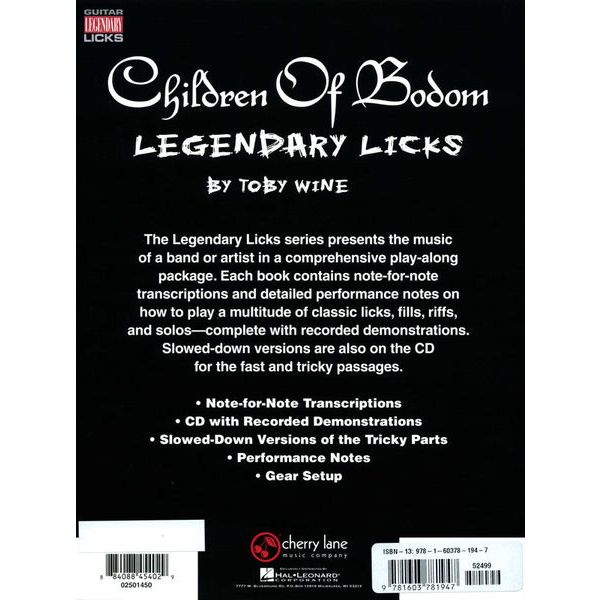 Hal Leonard Children Of Bodom Legendary