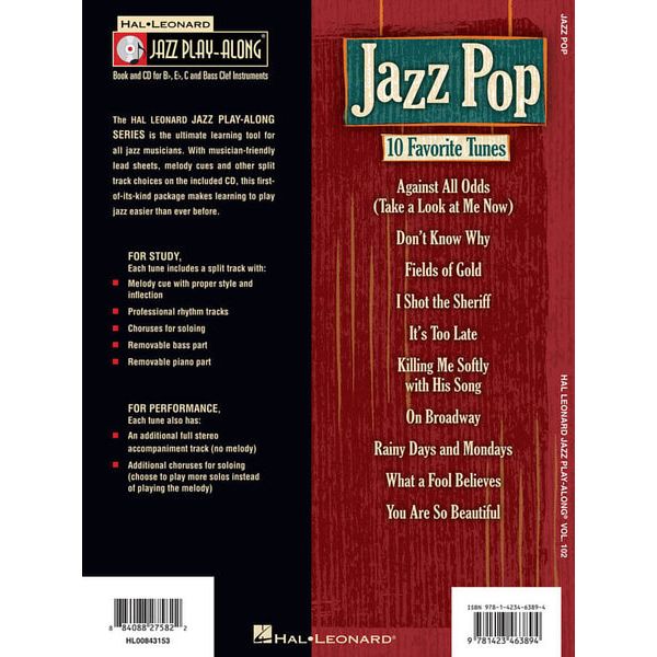 Hal Leonard Jazz Play-Along Jazz Pop