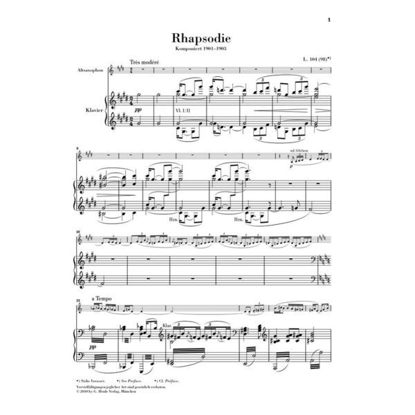 Henle Verlag Debussy Rhapsodie Altsax