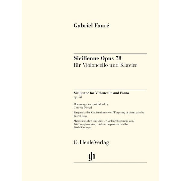 Henle Verlag Fauré Sicilienne Opus 78 Cello
