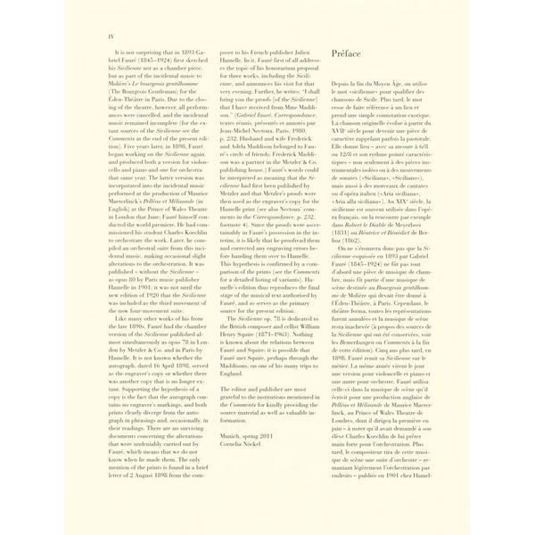 Henle Verlag Fauré Sicilienne Opus 78 Cello