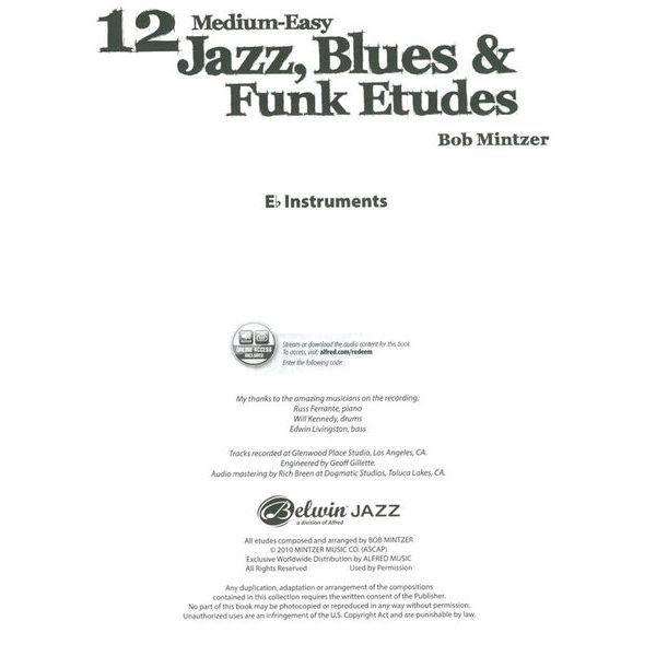 Alfred Music Publishing 12 Medium Jazz Etudes Eb