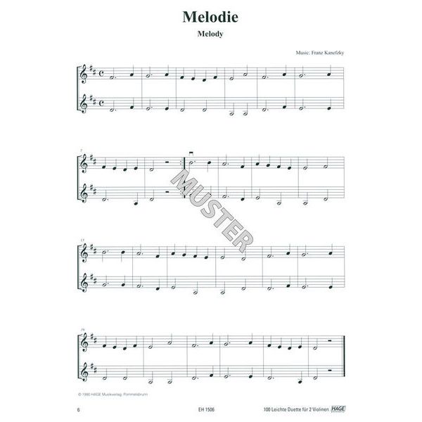 Hage Musikverlag 100 Leichte Duette Violine