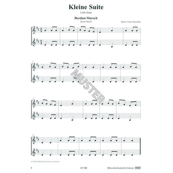 Hage Musikverlag 100 Leichte Duette Violine