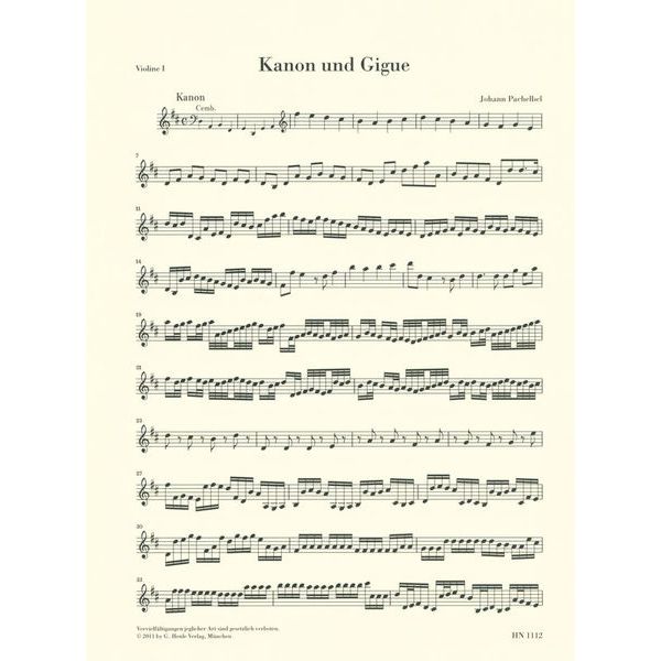 Henle Verlag Pachelbel Canon Gigue D Major
