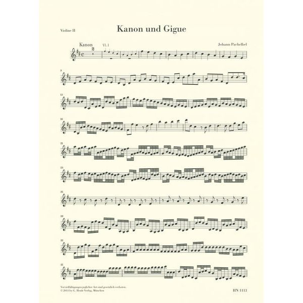 Henle Verlag Pachelbel Canon Gigue D Major