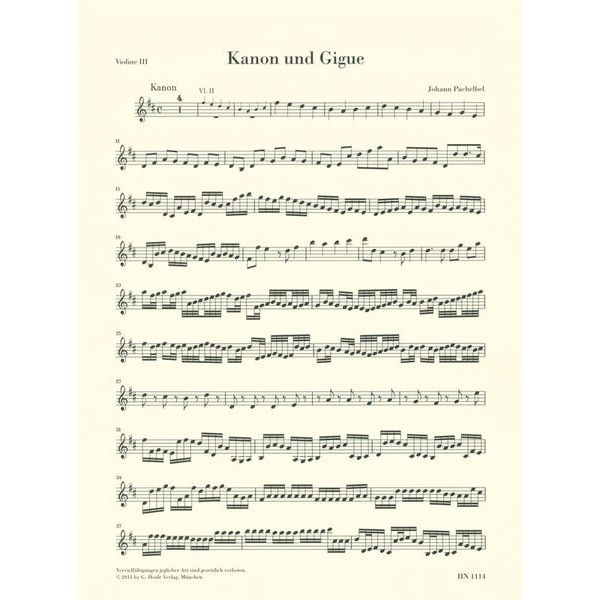 Henle Verlag Pachelbel Canon Gigue D Major