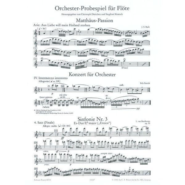 Edition Peters Orchester Probespiel Flöte