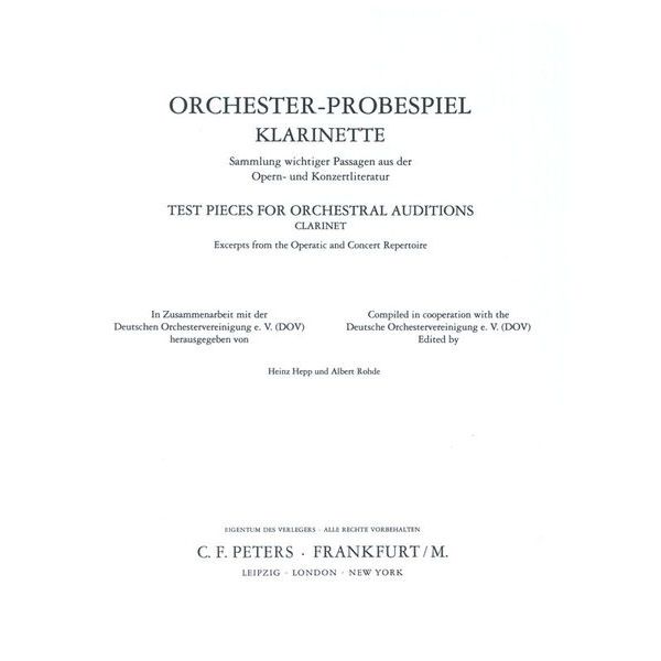 Edition Peters Orchester Probe Klarinette