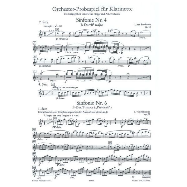 Edition Peters Orchester Probe Klarinette