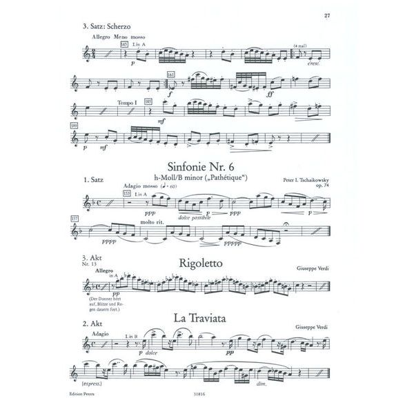 Edition Peters Orchester Probe Klarinette
