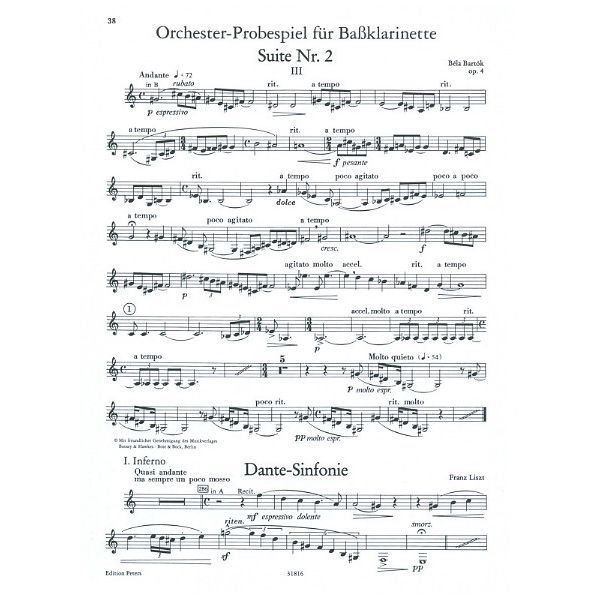 Edition Peters Orchester Probe Klarinette