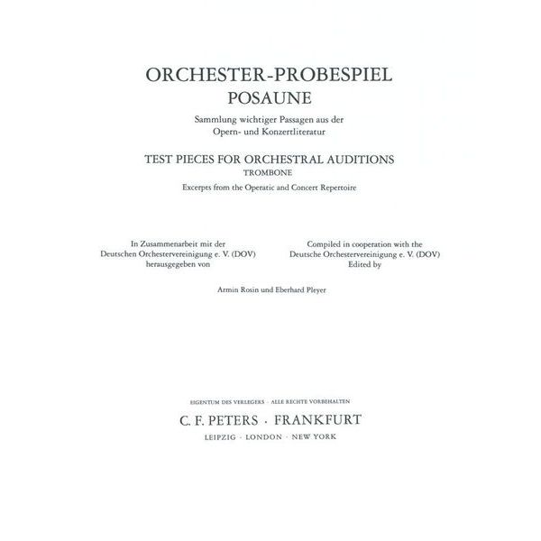 Edition Peters Orchester Probespiel Posaune