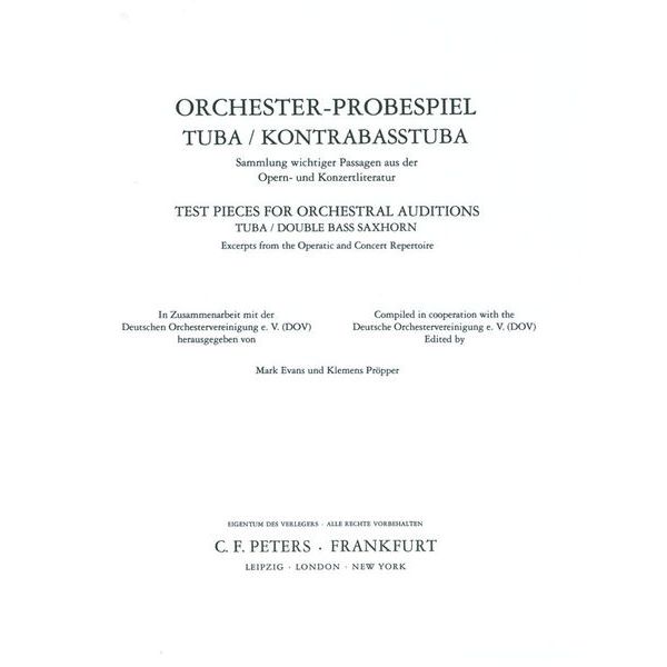Edition Peters Orchester Probespiel Tuba