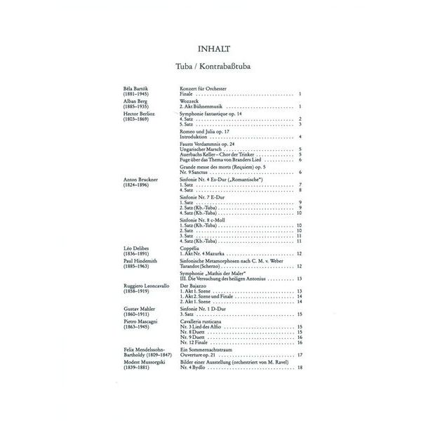Edition Peters Orchester Probespiel Tuba