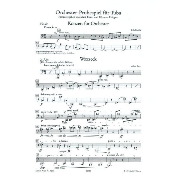 Edition Peters Orchester Probespiel Tuba
