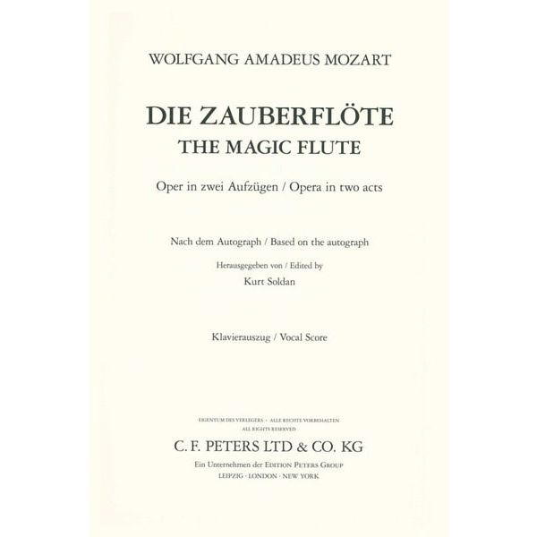 Edition Peters Mozart Zauberflöte KV 620