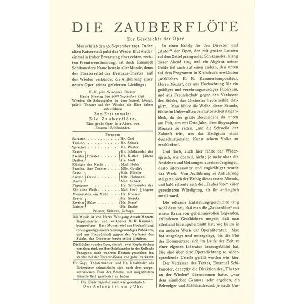 Edition Peters Mozart Zauberflöte KV 620