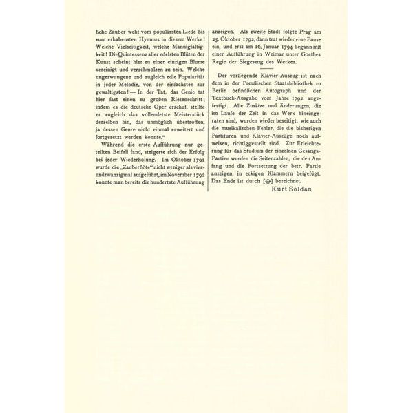 Edition Peters Mozart Zauberflöte KV 620