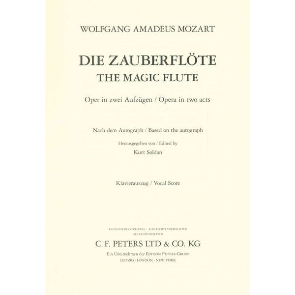 Edition Peters Mozart Zauberflöte KV 620