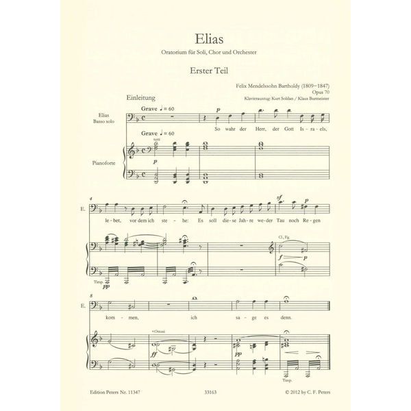 Edition Peters Mendelssohn Elias op.70