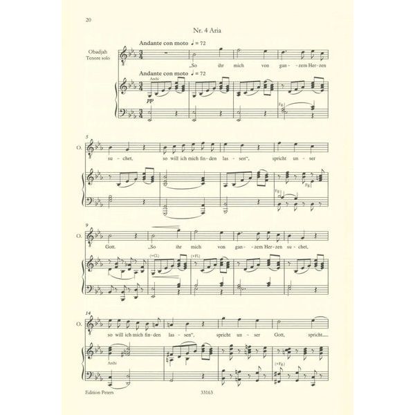 Edition Peters Mendelssohn Elias op.70
