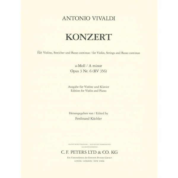 Edition Peters Vivaldi Concert a-moll op.3