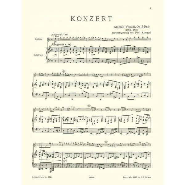 Edition Peters Vivaldi Concert a-moll op.3
