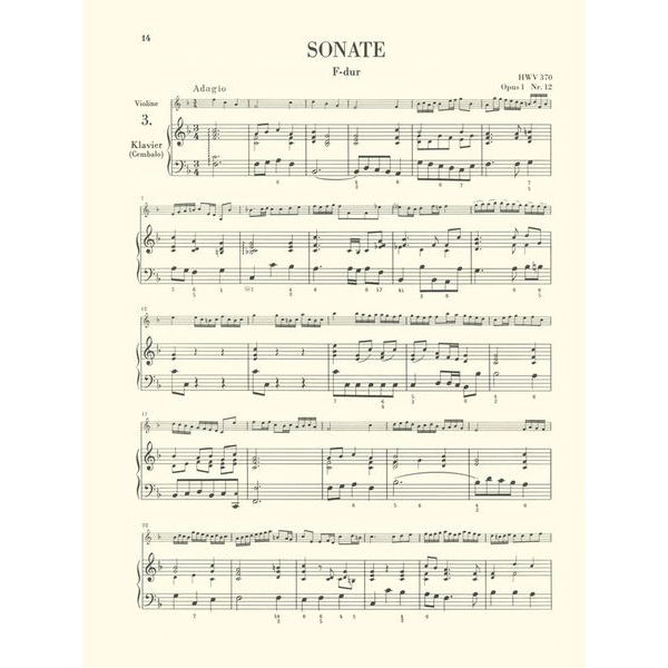 Henle Verlag Händel Sieben Sonaten Violin