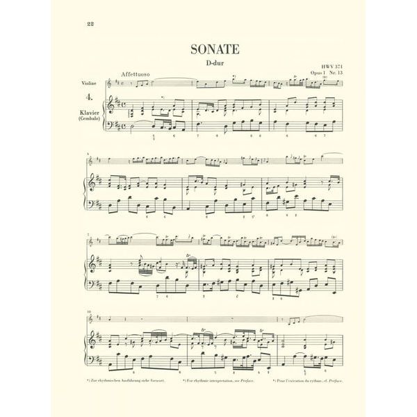 Henle Verlag Händel Sieben Sonaten Violin