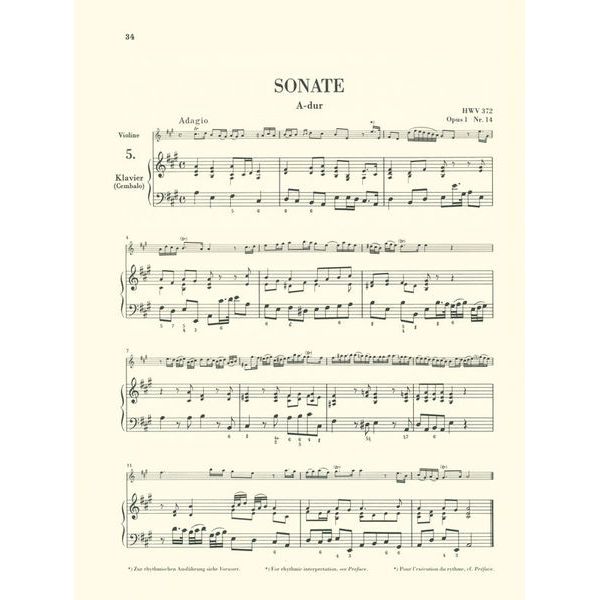 Henle Verlag Händel Sieben Sonaten Violin