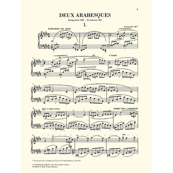 Henle Verlag Debussy Deux Arabesques