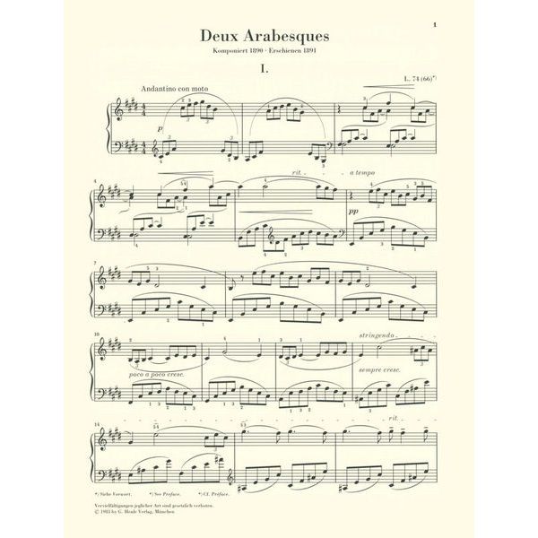 Henle Verlag Debussy Deux Arabesques