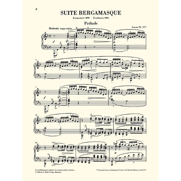 Henle Verlag Debussy Suite bergamasque
