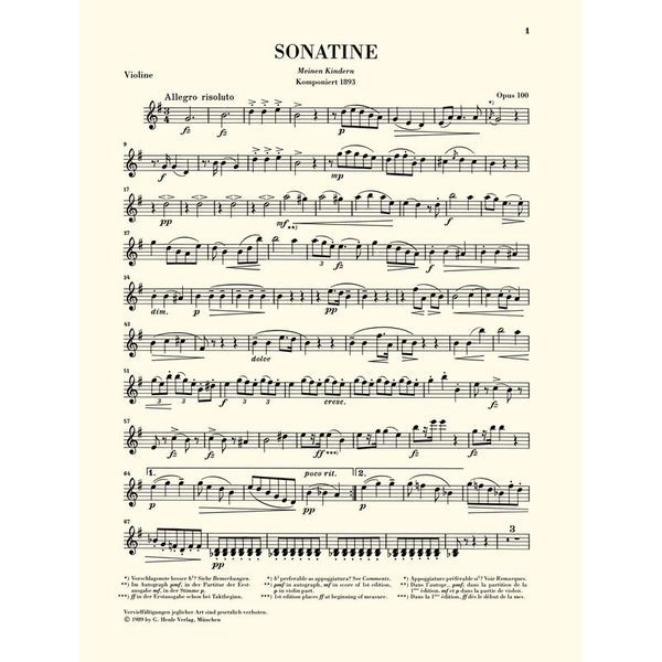 Henle Verlag Dvorak Sonatine Violin G-Dur